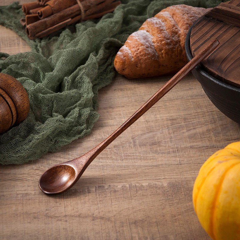 Muỗng Gỗ XÀ CỪ Cafe Cán Dài Tiện Lợi Phong Cách Nhật Cho Nhà Bếp - Ảnh 3