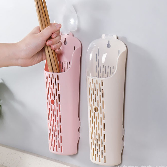 Hộp đựng muỗng đũa có nắp đậy dán tường chắc chắn