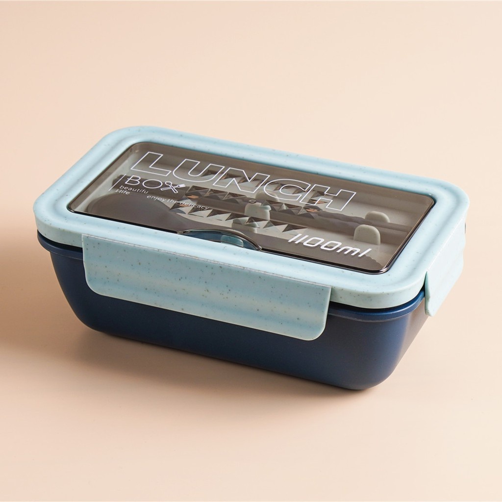 Hộp đựng cơm lúa mạch kèm muỗng đũa inox tiện dụng