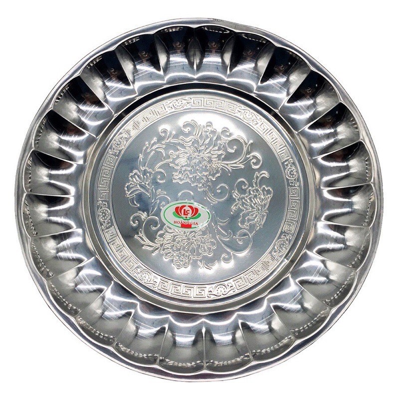 Đĩa Inox Xoắn 22cm Hoa Văn trang trí thức ăn và đồ dùng nhà bếp bền đẹp sang trọng trong gia đình - Ảnh 4