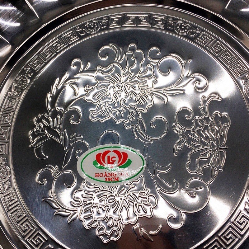 Đĩa Inox Xoắn 22cm Hoa Văn trang trí thức ăn và đồ dùng nhà bếp bền đẹp sang trọng trong gia đình