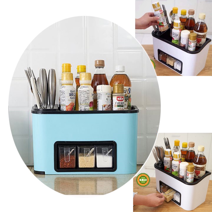 Kệ đựng tổng hợp gia vị, dao, thớt - Hộp đựng dụng cụ nhà bếp đa năng nhựa cao cấp - Ảnh 6
