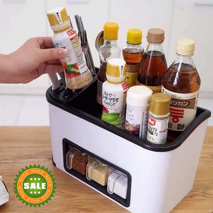 Kệ đựng tổng hợp gia vị, dao, thớt - Hộp đựng dụng cụ nhà bếp đa năng nhựa cao cấp - Ảnh 5