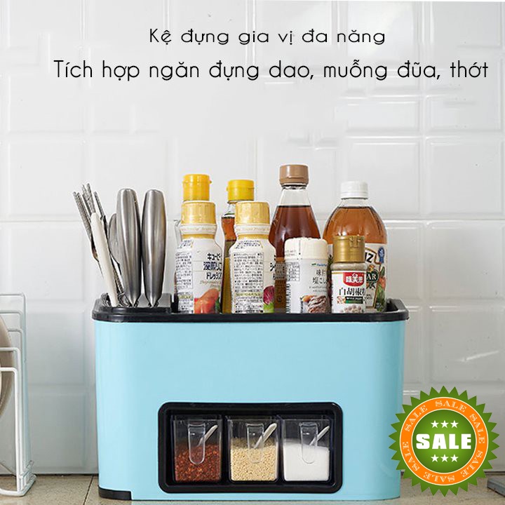 Kệ đựng tổng hợp gia vị, dao, thớt - Hộp đựng dụng cụ nhà bếp đa năng nhựa cao cấp - Ảnh 4