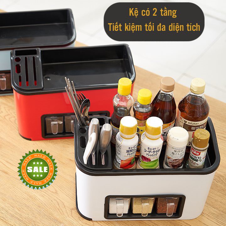 Kệ đựng tổng hợp gia vị, dao, thớt - Hộp đựng dụng cụ nhà bếp đa năng nhựa cao cấp