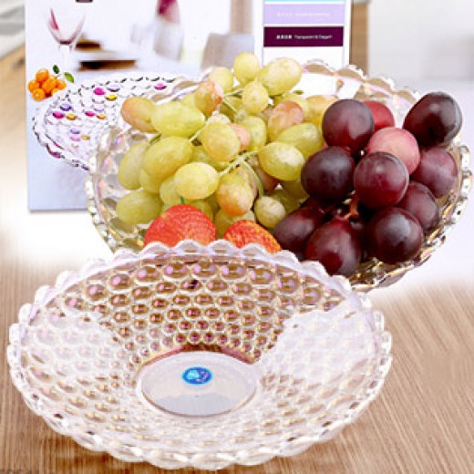 Đĩa Bi Thủy Tinh Trong Suốt Chưng Hoa Quả Bàn Thờ Ngày Tết Sang Trọng -24cm - Ảnh 3