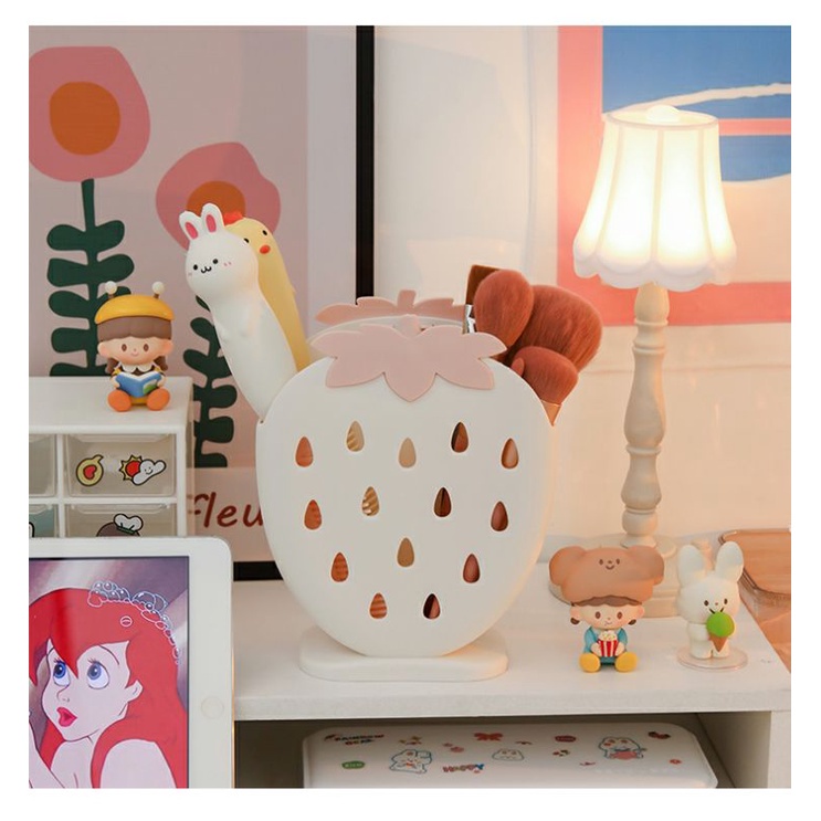 Ống Cắm Bút, Ống Đựng Đũa Muỗng, Đựng Đồ Đa Năng Hình Dáng Trái Dâu Ngộ Nghĩnh - Ảnh 3