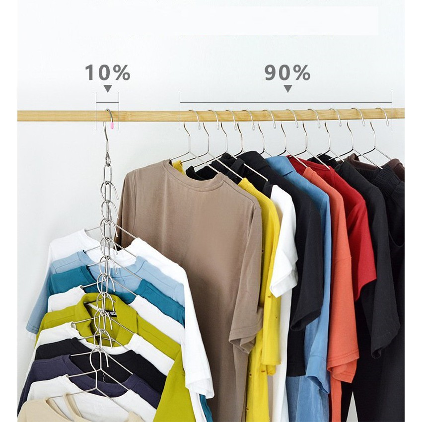Dây Xích Móc Treo Quần Áo Thông Minh Inox 10 Lỗ Treo Móc Quần Áo Tiết Kiệm Diện Tích - Ảnh 8