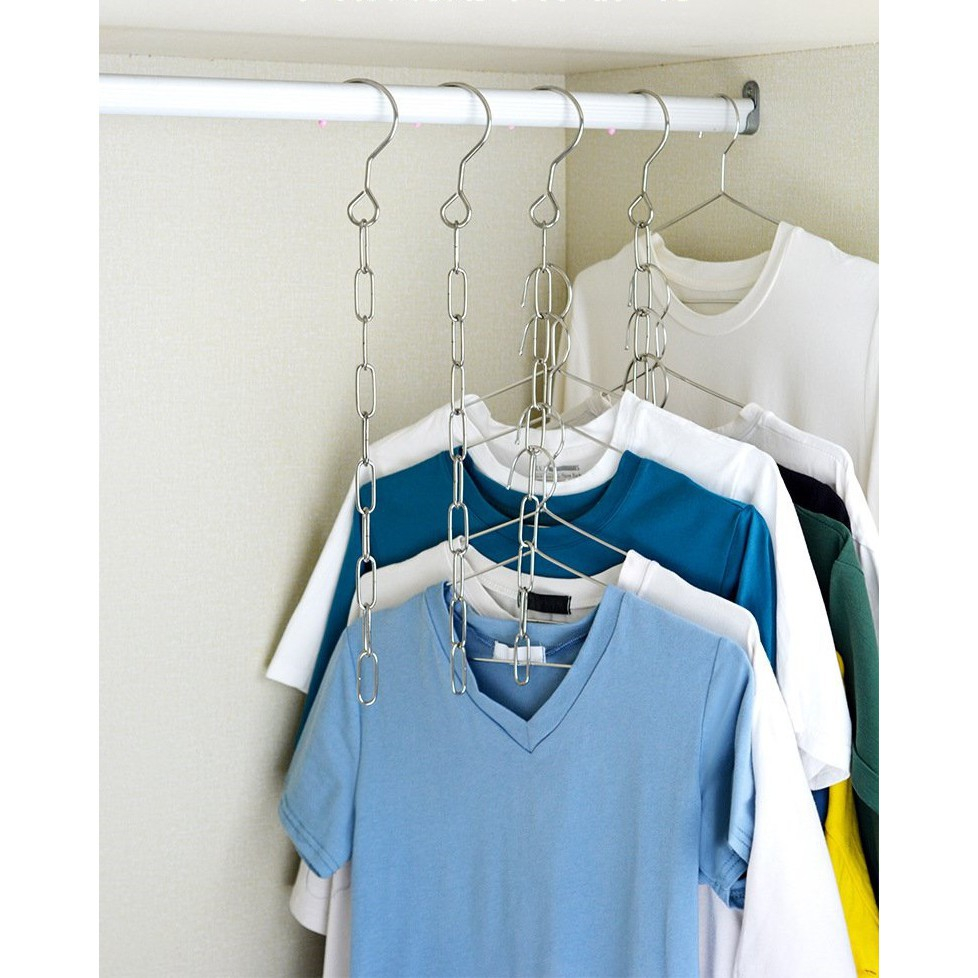 Dây Xích Móc Treo Quần Áo Thông Minh Inox 10 Lỗ Treo Móc Quần Áo Tiết Kiệm Diện Tích - Ảnh 7