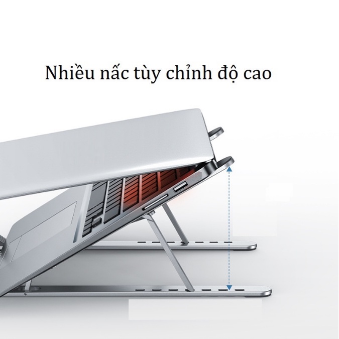 Giá đỡ LAPTOP, MACBOOK, IPAD (K3) bằng nhôm có thể điều chỉnh được độ cao, đế tản nhiệt kê laptop nhôm - Ảnh 4