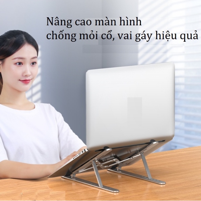 Giá đỡ LAPTOP, MACBOOK, IPAD (K3) bằng nhôm có thể điều chỉnh được độ cao, đế tản nhiệt kê laptop nhôm - Ảnh 3