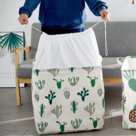 Giỏ đựng quần áo dây rút bằng vải cỡ lớn, túi đựng chăn màn hoa văn nhiều hình (K13)