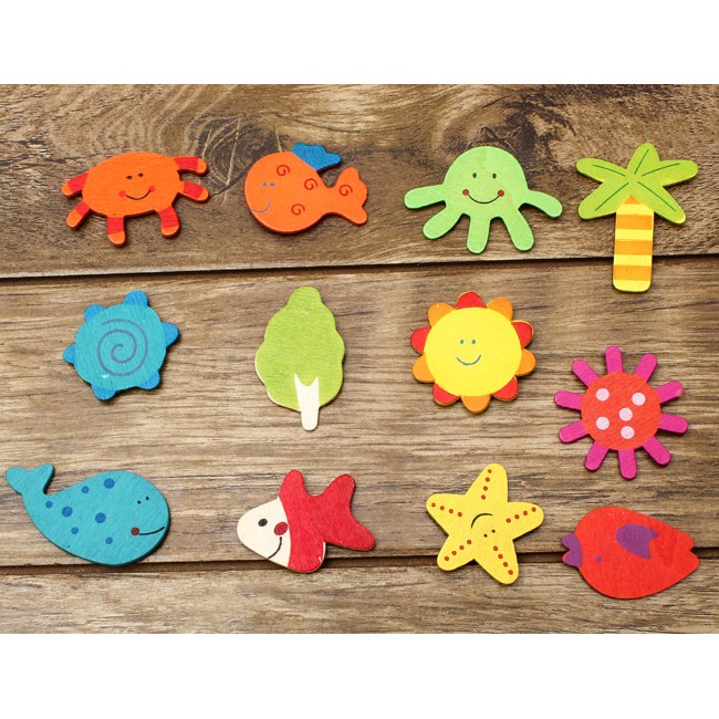 Miếng Dán Tủ Lạnh Hoạt Hình Bằng Gỗ - Ảnh 3