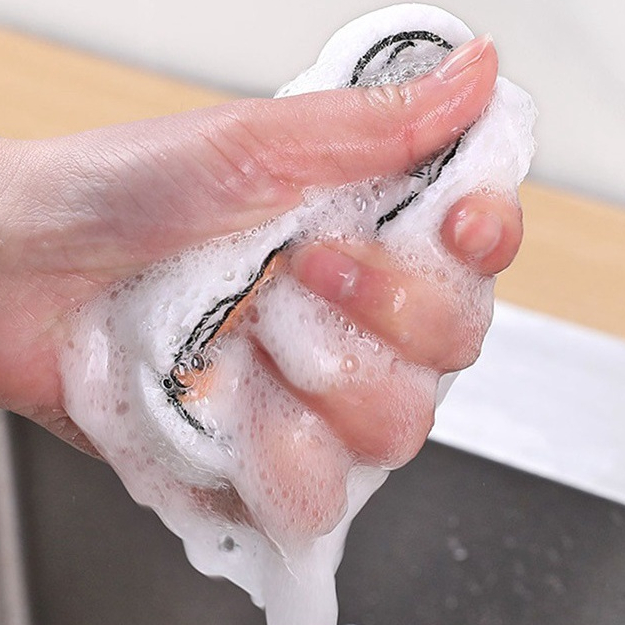 Miếng rửa chén MA THUẬT BIẾN HÌNH bột gỗ dạng nén hoạt hình tiện dụng - Ảnh 2