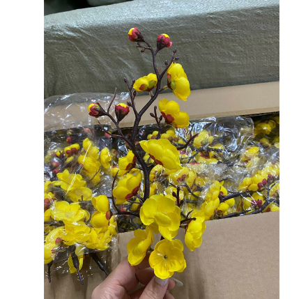 Cành đào cổ giả cành mai giả - thân cổ 20cm trang trí tết, giỏ quà Tết - Ảnh 2