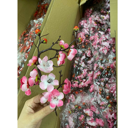 Cành đào cổ giả cành mai giả - thân cổ 20cm trang trí tết, giỏ quà Tết