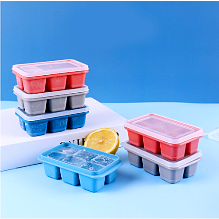 Khay Làm Đá 6 Ô Vuông To Dẻo Dễ lấy đá Có Nắp Tiện Lợi - Ảnh 9