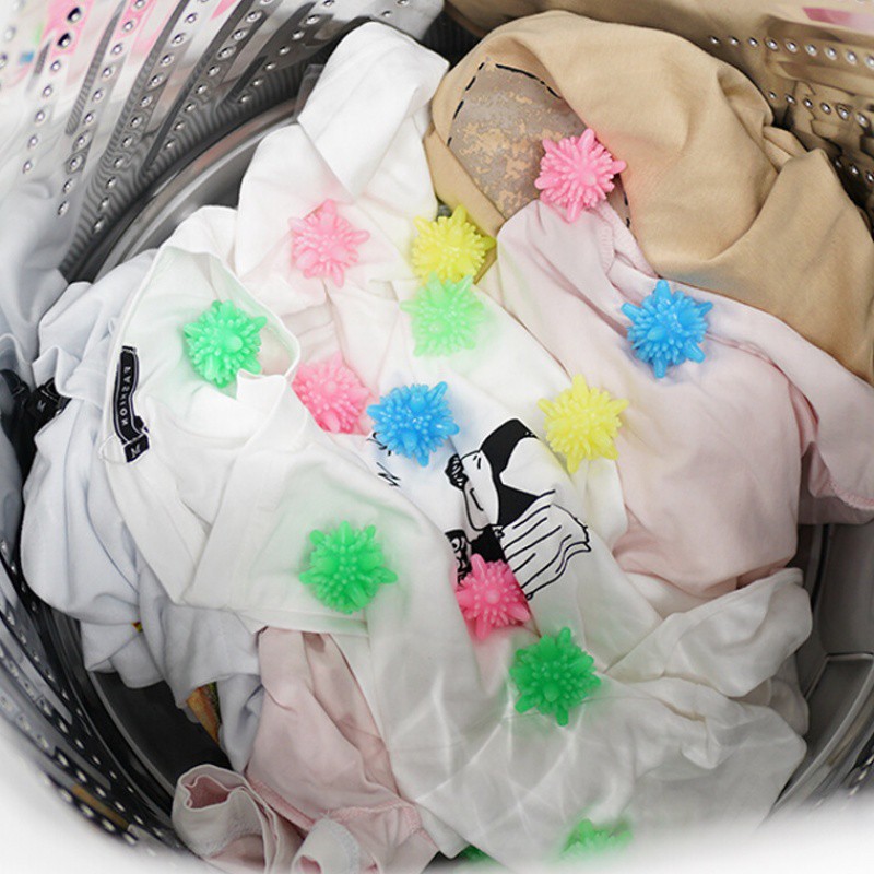 Bóng giặt quần áo cầu gai viên, banh bóng gai mini máy giặt đồ thay thế nước giặt, xả, tẩy siêu sạch chống nhăn quần áo - Ảnh 5