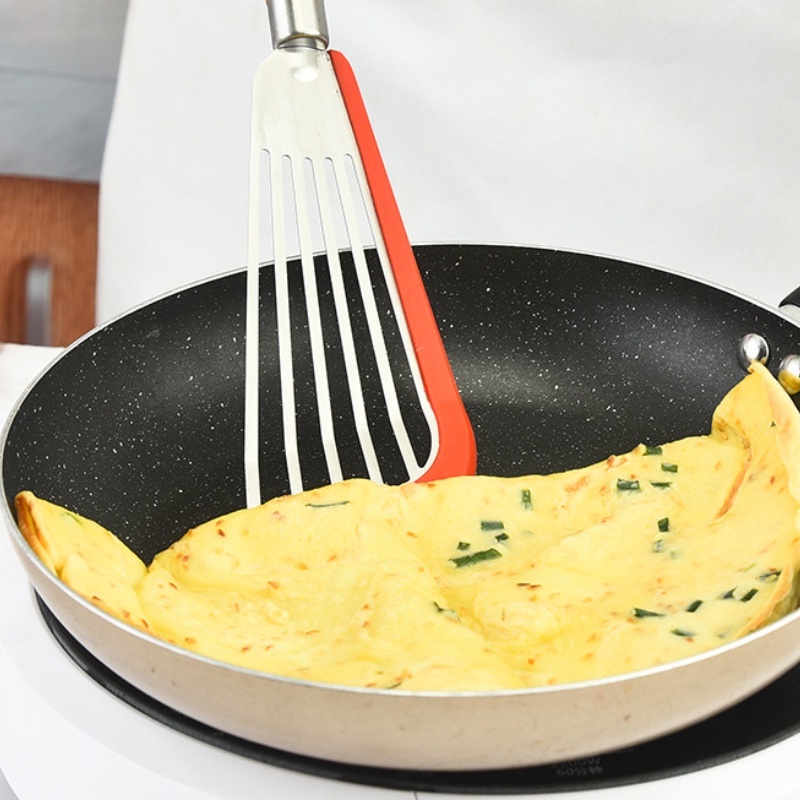 Xẻng Chiên RÁO DẦU (X1) dùng chiên trứng, cá thịt thiết kế đặc biệt Bằng Silicone chống trượt tiện lợi - Ảnh 6