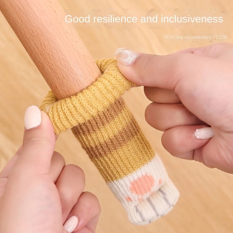 Set 4 Vỏ Bọc Chân Bàn Ghế CHÂN MÈO, Tất Bọc Chân Ghế Gỗ Hình Móng Mèo Bằng Len Dễ Thương Chống Trượt Chống Mài Mòn - Ảnh 8