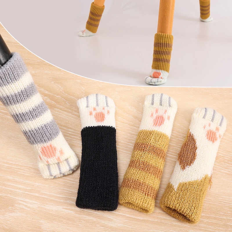 Set 4 Vỏ Bọc Chân Bàn Ghế CHÂN MÈO, Tất Bọc Chân Ghế Gỗ Hình Móng Mèo Bằng Len Dễ Thương Chống Trượt Chống Mài Mòn - Ảnh 7