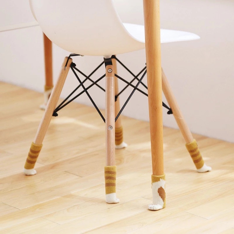 Set 4 Vỏ Bọc Chân Bàn Ghế CHÂN MÈO, Tất Bọc Chân Ghế Gỗ Hình Móng Mèo Bằng Len Dễ Thương Chống Trượt Chống Mài Mòn - Ảnh 5