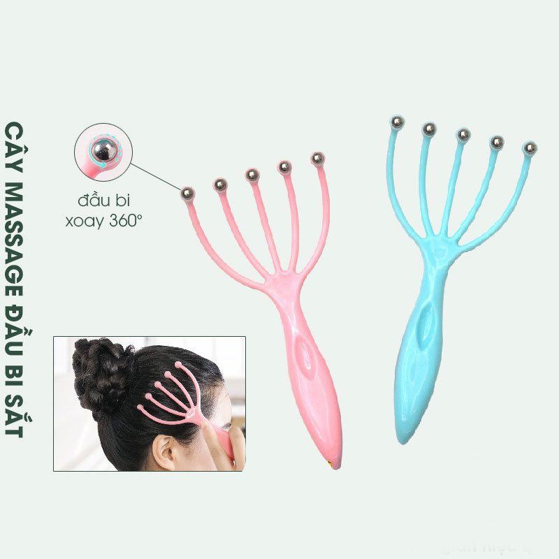 Massage Đầu 5 Bi Sắt Dụng cụ mát xa đầu 5 nhánh gắn bi sắt - Ảnh 9