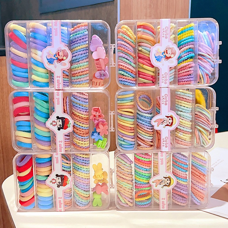 Hộp kẹp chun nhiều chi tiết gồm 2 loại chun và kẹp cho bé - nhiều màu dễ thương (S27) - Ảnh 8