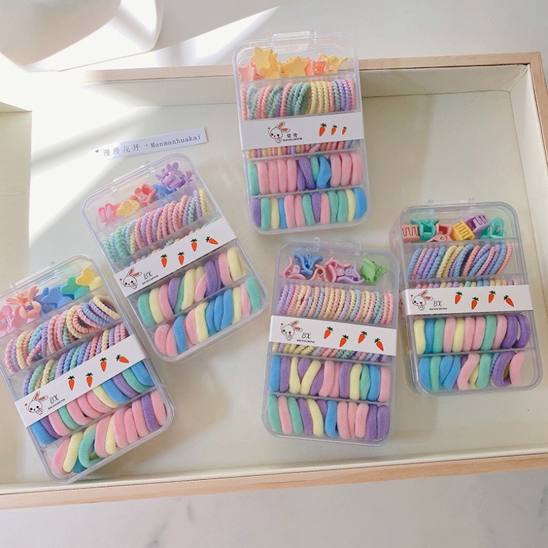 Hộp kẹp chun nhiều chi tiết gồm 2 loại chun và kẹp cho bé - nhiều màu dễ thương (S27) - Ảnh 7