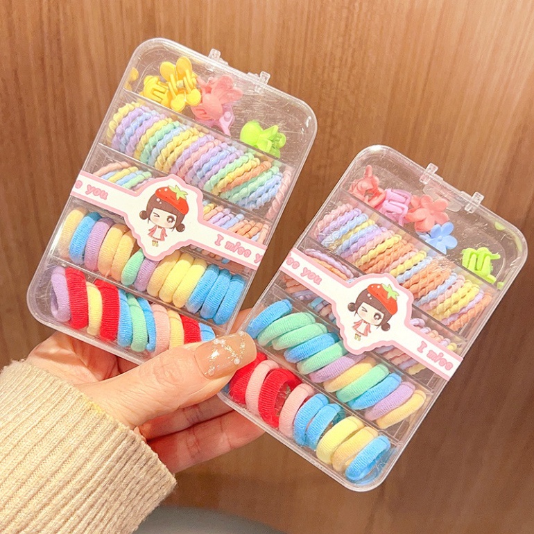 Hộp kẹp chun nhiều chi tiết gồm 2 loại chun và kẹp cho bé - nhiều màu dễ thương (S27) - Ảnh 5