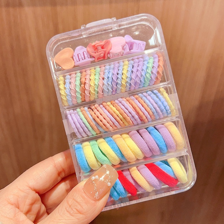 Hộp kẹp chun nhiều chi tiết gồm 2 loại chun và kẹp cho bé - nhiều màu dễ thương (S27) - Ảnh 4