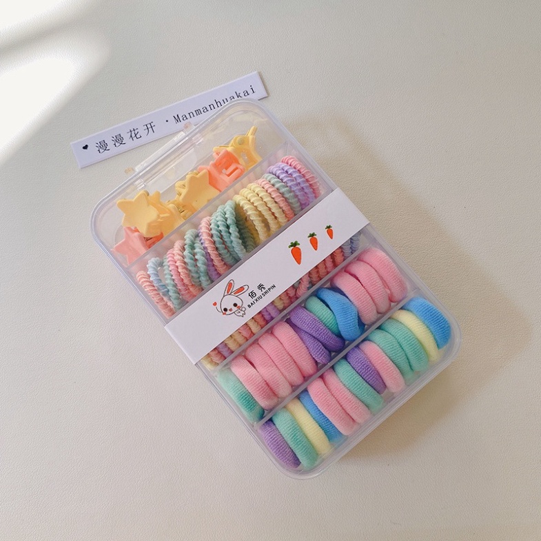 Hộp kẹp chun nhiều chi tiết gồm 2 loại chun và kẹp cho bé - nhiều màu dễ thương (S27) - Ảnh 3