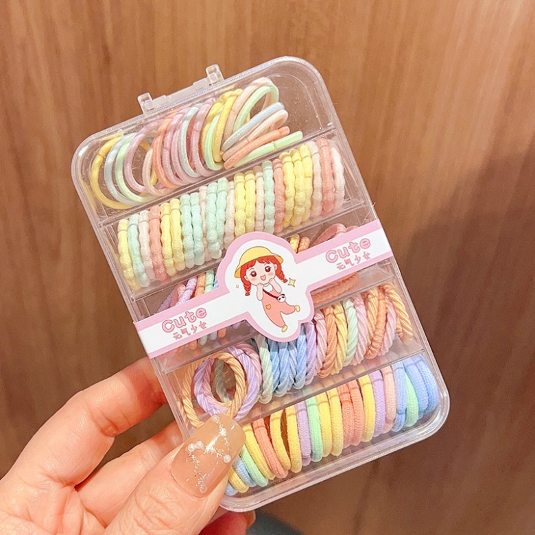 Hộp kẹp chun nhiều chi tiết gồm 2 loại chun và kẹp cho bé - nhiều màu dễ thương (S27)