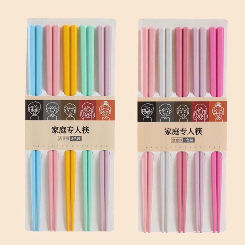 Bộ 5 Đôi Đũa 6 cạnh chịu nhiệt cao cấp màu keo ngọt sang trọng