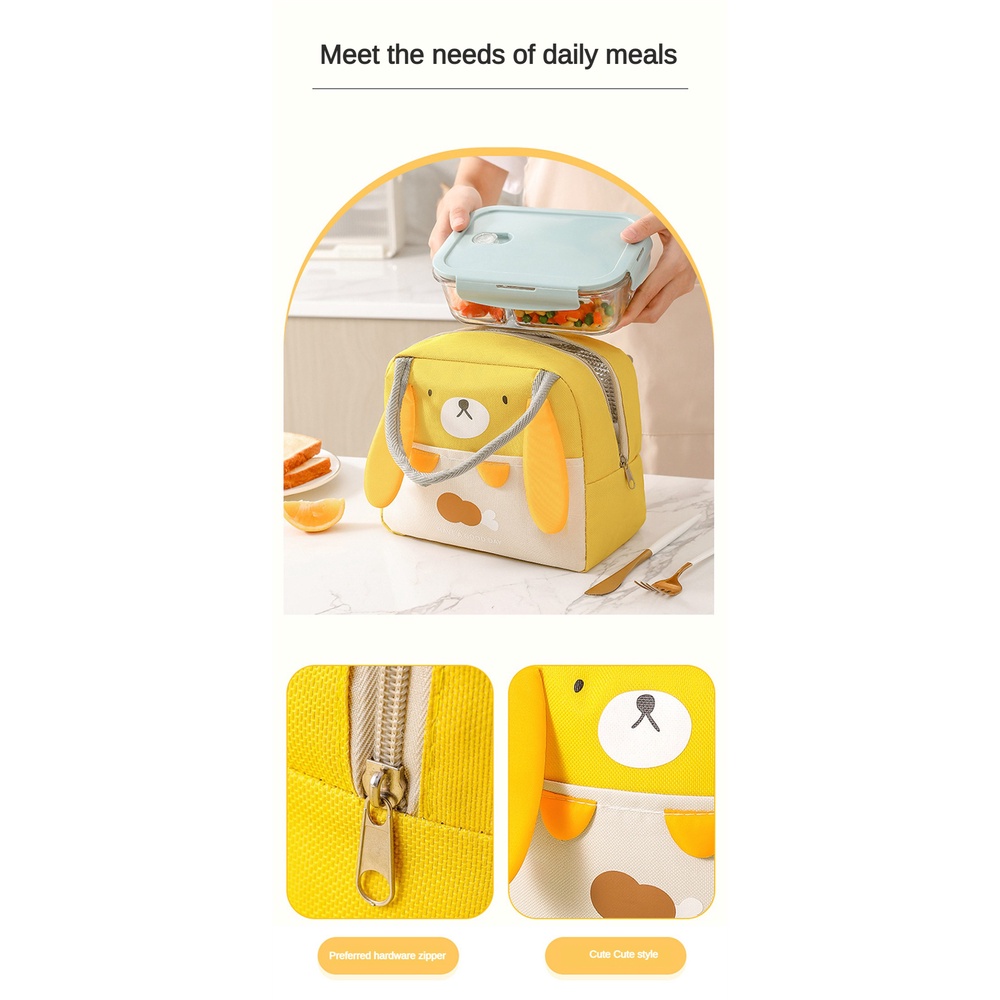 Túi đựng đồ ăn GIỮ NHIỆT, CHẤT LIỆU CHỐNG THẤM họa tiết THỎ dễ thương không thấm nước