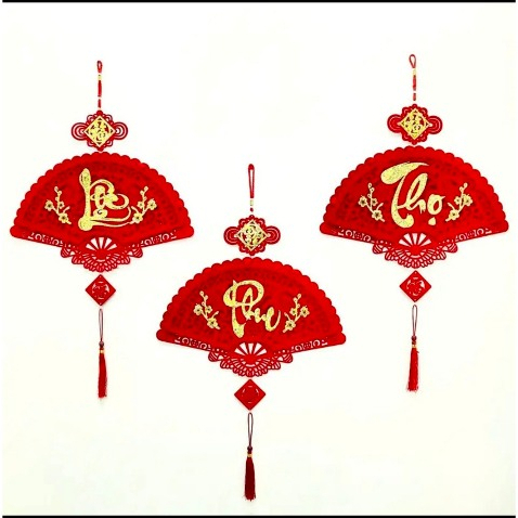 Khánh QUẠT NHUNG PHÚC LỘC THỌ Treo Trang Trí Ngày Tết Đẹp Lung Linh - Ảnh 4
