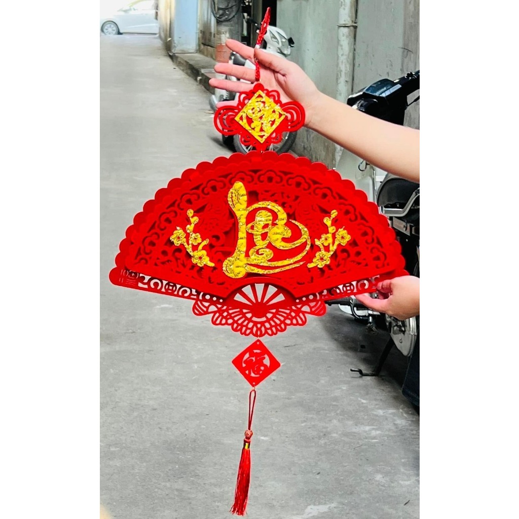 Khánh QUẠT NHUNG PHÚC LỘC THỌ Treo Trang Trí Ngày Tết Đẹp Lung Linh