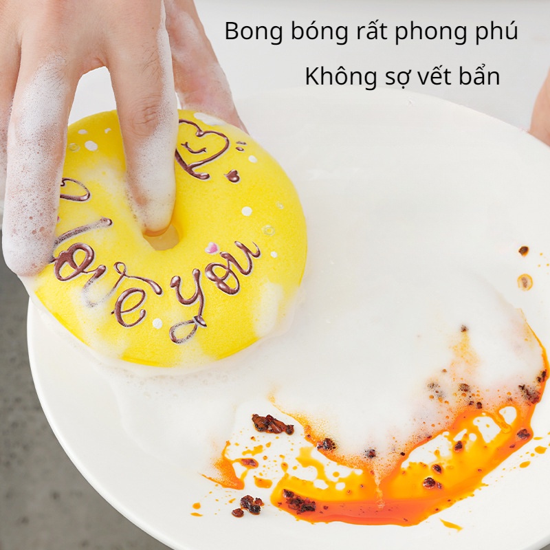 Miếng rửa chén bọt biển (HÌNH BÁNH Donut) rửa chén hình hoạt họa đáng yêu, rửa bát cute - Ảnh 7