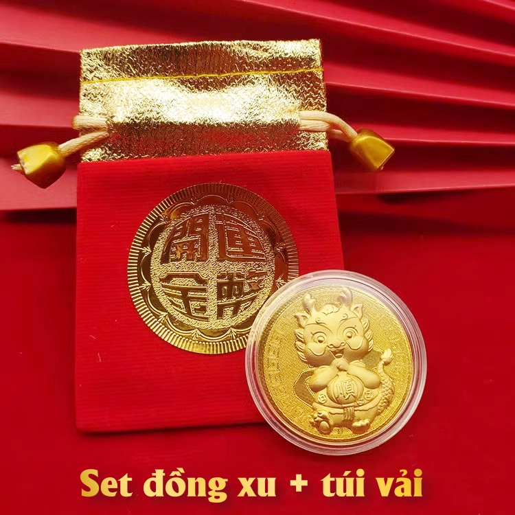 ĐÔNG XU MÈO VÀNG MAY MẮN quà tặng ngày tết may mắn, vật phẩm trang trí phong thuỷ 2024 - Ảnh 2