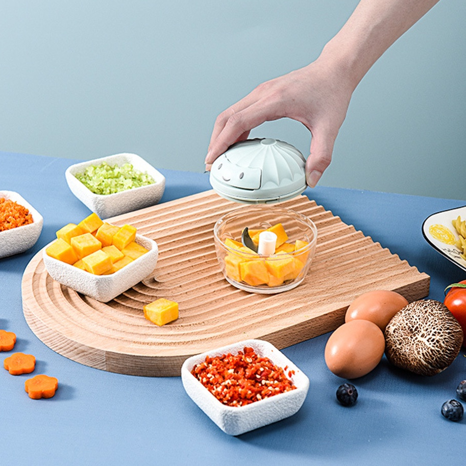 Dụng cụ xay tỏi ớt dây rút mẫu mới kéo tay hoạ tiết MẶT CƯỜI dễ thương - Ảnh 9