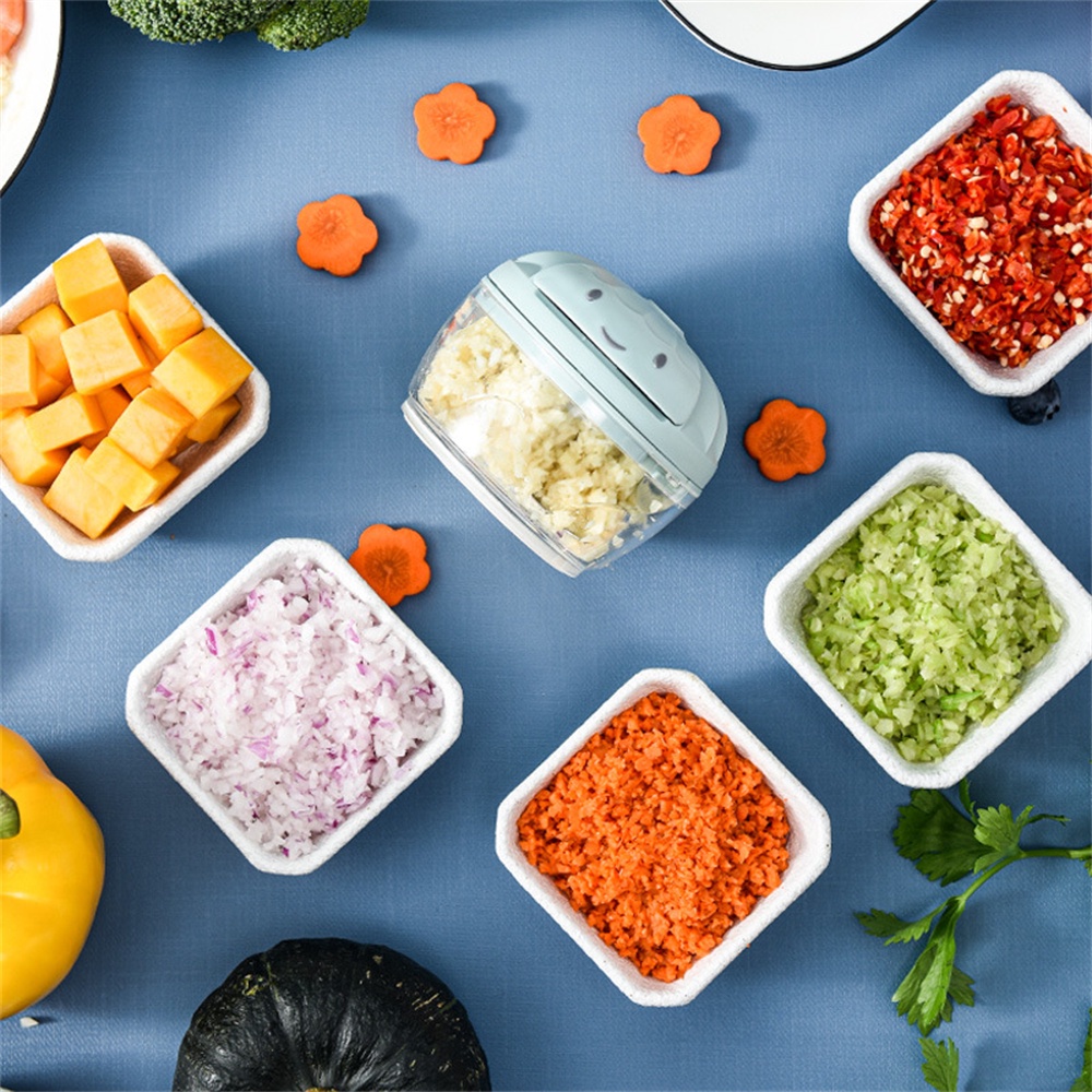 Dụng cụ xay tỏi ớt dây rút mẫu mới kéo tay hoạ tiết MẶT CƯỜI dễ thương - Ảnh 5