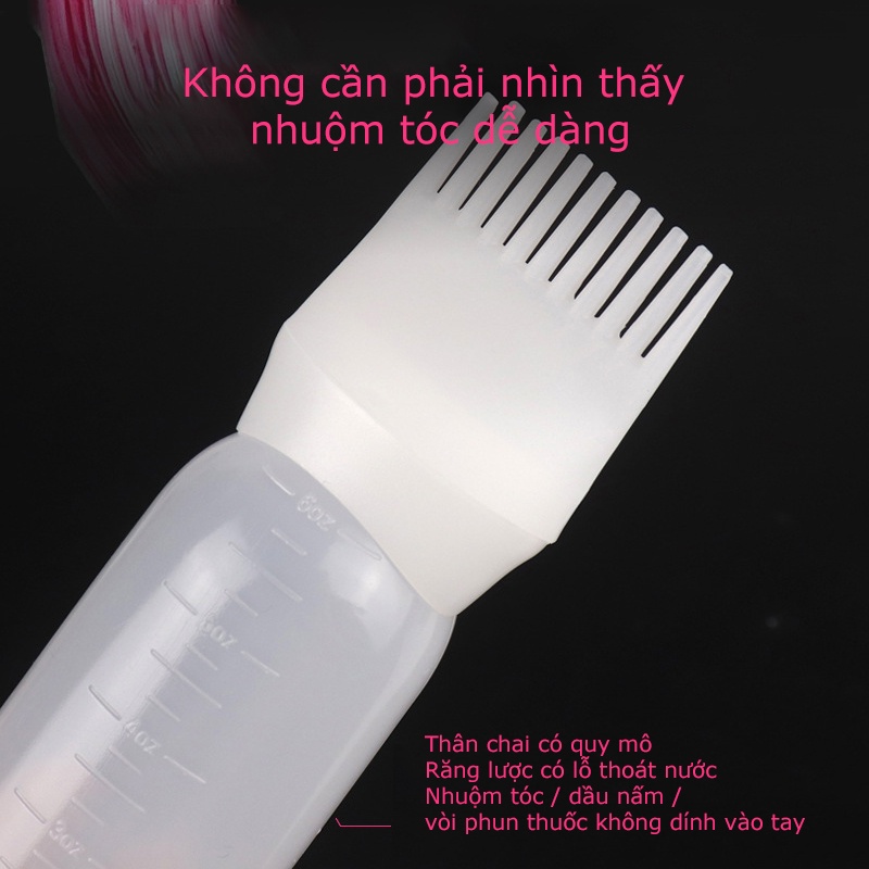 Chai nhựa đựng thuốc nhuộm tóc, bôi tinh dầu dưỡng tóc hiệu quả có lược chải 120ml tiện lợi - Ảnh 4