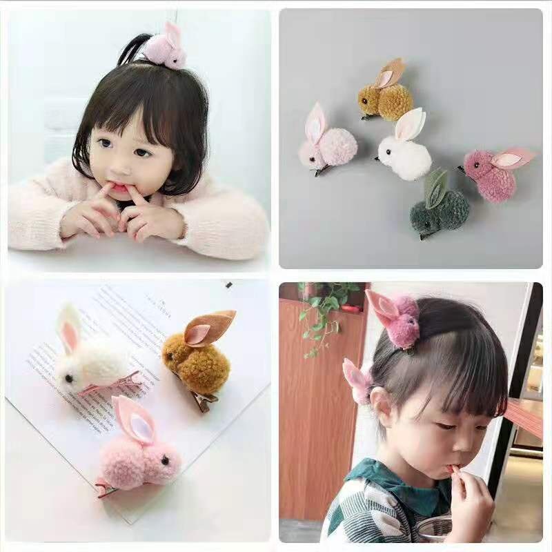 Kẹp Tóc THỎ NHỒI BÔNG đáng yêu xinh xắn phong cách Hàn Quốc - Ảnh 3