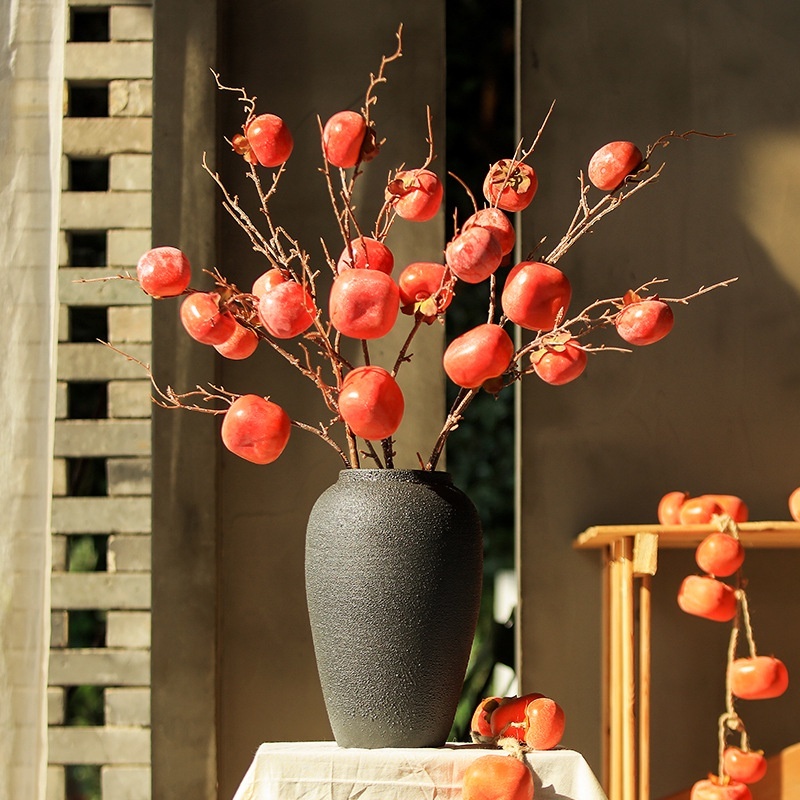 Cành quả hồng vuông 7 quả rang trí decor nhà cửa, đạo cụ chụp ảnh - Hoa lụa trang trí trang nhã - Ảnh 7