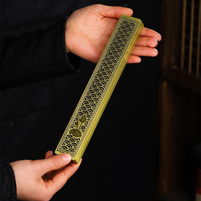 Hộp Đốt Nhang Trầm Không Tăm - Khay Xông Nhang Bằng Đồng Cao Cấp Chạm Hoa Văn Tinh Xảo - Ảnh 5