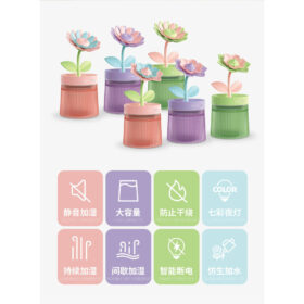 Máy tạo độ ẩm kèm đèn đèn ngủ HÌNH BÔNG HOA để phòng ngủ, trang trí bàn làm việc tiện lợi