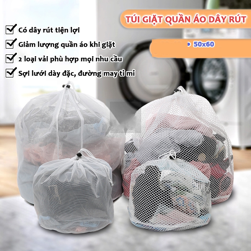 Túi Giặt Dây Rút Vải Lưới Đựng Quần Áo, Đồ Lót - Túi Lưới Giặt Đồ Bảo Quản Quần Áo (49x60) - Ảnh 8