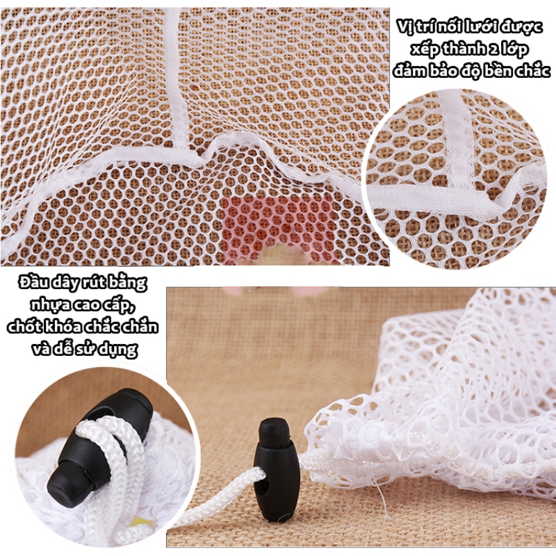 Túi Giặt Dây Rút Vải Lưới Đựng Quần Áo, Đồ Lót - Túi Lưới Giặt Đồ Bảo Quản Quần Áo (49x60) - Ảnh 5