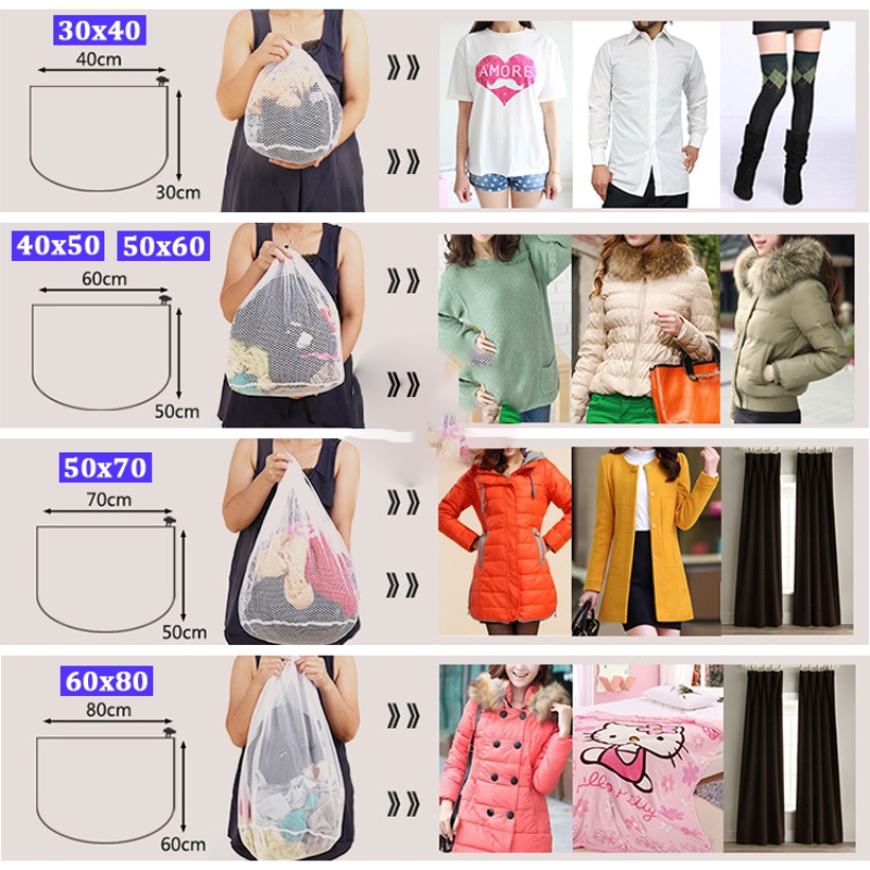 Túi Giặt Dây Rút Vải Lưới Đựng Quần Áo, Đồ Lót - Túi Lưới Giặt Đồ Bảo Quản Quần Áo (49x60) - Ảnh 3