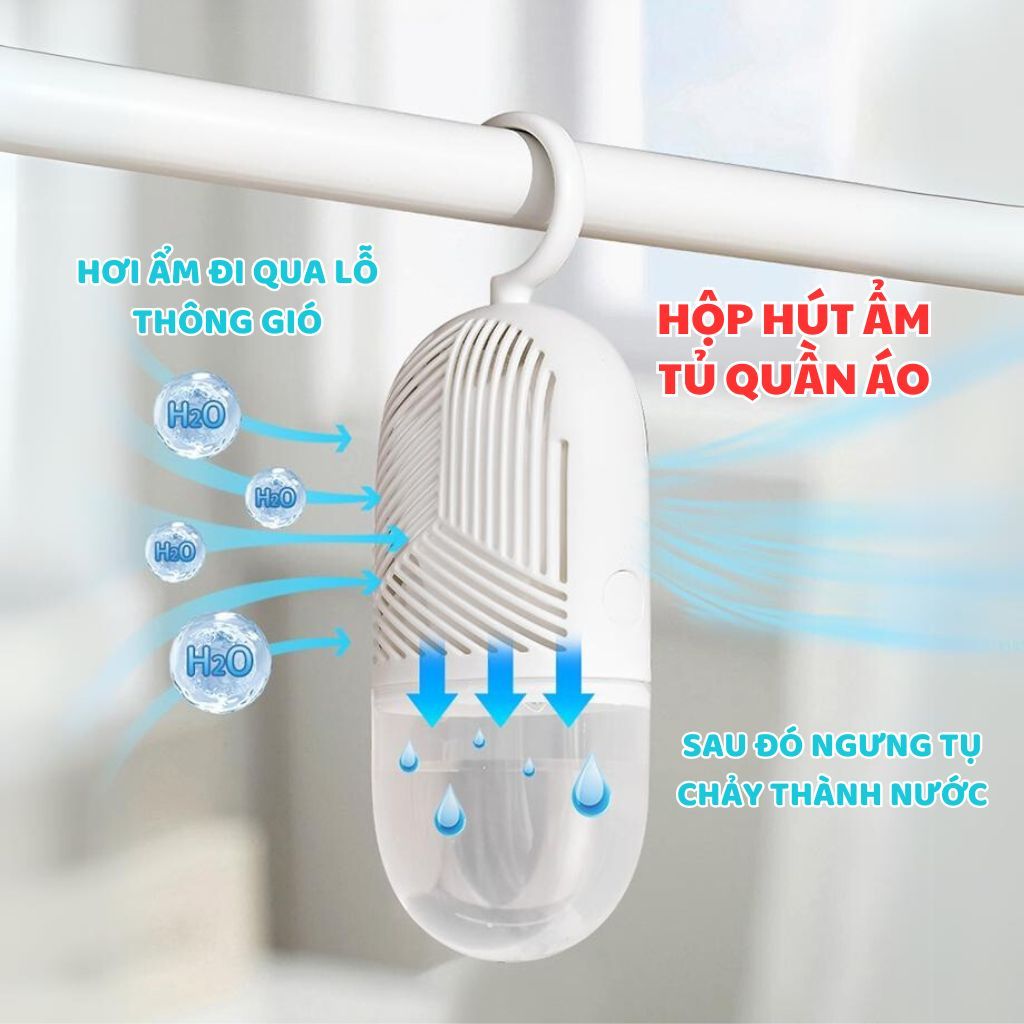 Hộp hút ẩm tủ quần áo dạng lồng chim có móc treo tái sử dụng nhiều lần - Ảnh 7